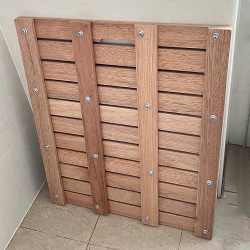 Caillebotis Douche Tapis de Douche en Bois de Cèdre avec Pied Antidérapant, Grand Tapis de Sol de Douche en Bois Lourd, Grille de Drainage en Bois à Séchage Rapide pour Salle de Bain Piscine Camping(7