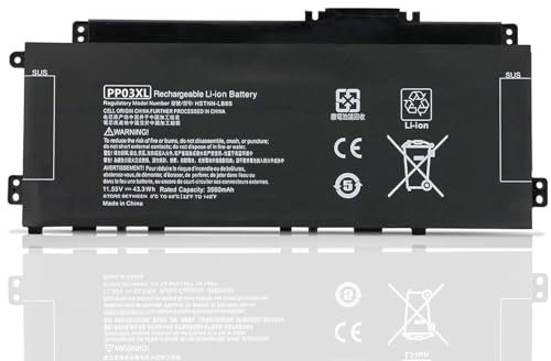 FlyZythrol 11.55V 43.3Wh PP03XL PV03XL Battery Compatible With HP Pavilion x360 13-BB 14-DV 14-DW 14M-DW 14-DK series 13-bb0xxx 14-dv0xxx 14m-dw0xxx battery L83388-421 L83393-005 HSTNN-LB8S PV03043XL