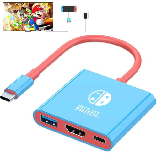 Jofnaylr Switch Dock, TV-Dockingstation für Nintendo Switch/Switch OLED/Steam Deck, 4K @ 30HZ/1080P @ 60HZ Portable Switch TV Dock mit PD 100W Ladung, USB 3.0 Port (3-in-1) in Schwarz