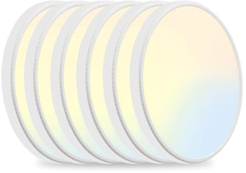 MODERN 6Pack LED Flush Mount Ceiling Light, 3000K-3500K-4500K-5000K-6000K Adjustable Ceiling Lamp,7.5inch Surface Mounted for Living Room, Bedroom, Kitchen, Laundry, Hallway (White, 6 Pack)