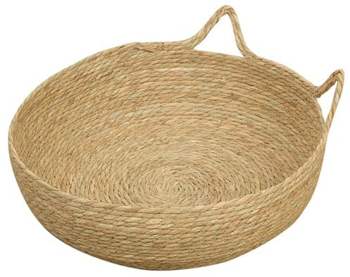 Csafyrt Katzenkorb, komfortable runde kühlende Rattan -Katzenbett, tragbares und leichtes Katzenkorbbett für Innenräume alle Jahreszeiten Katze, Welpe, Kätzchen, kleines Tier