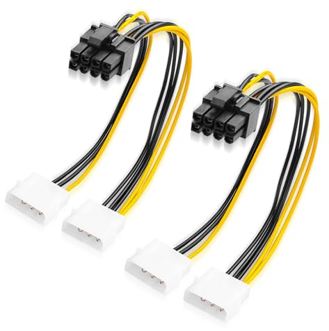 ELFJMZP Lot de 2 câbles d'alimentation double Molex 4 broches vers 8 broches ATX 22,8 cm