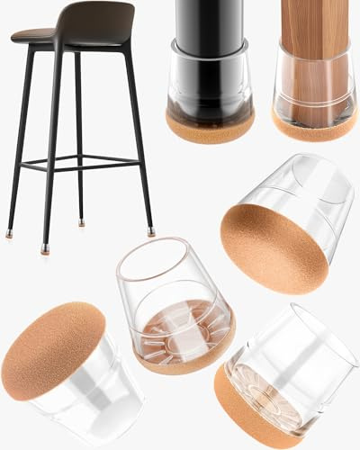 24 Pezzi Gommini per Sedie Silicone,Trasparente Tappi Sedie per Gambe Mobili, Proteggi Pavimento da Graffi e Rumori, Feltrini per Legno, Parquet, Piastrelle (S Fit 21-25mm)