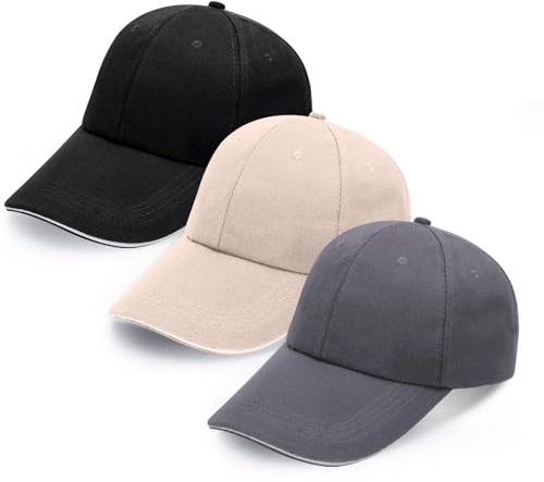 Utensilsto 3 Stück Baseballkappe für Herren und Damen, Baumwolle Baseballkappe Unisex Verstellbar Baseball Cap Sportkappe Sonnenhut für Outdoor Sport Leisure Reisen