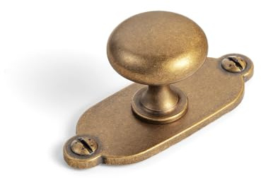 Goo-Ki Antique Brass Zinc Alloy Cabinet Knob with Backplate - Single Hole Center Cabinet Pull Hardware for Bedroom, Kitchen, 2 Pack（8611-G013）