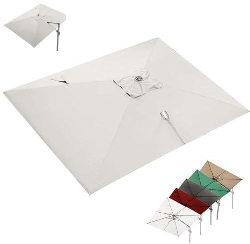 ZIUSFAC Sombrilla De Repuesto Rectangular Tela De Recambio para Parasol Excéntrico Recambio Tela Sombrilla Voladiza Toldo De Repuesto para Parasol Colgante 8 Costillas(Beige,4x3 (13x9.8ft))