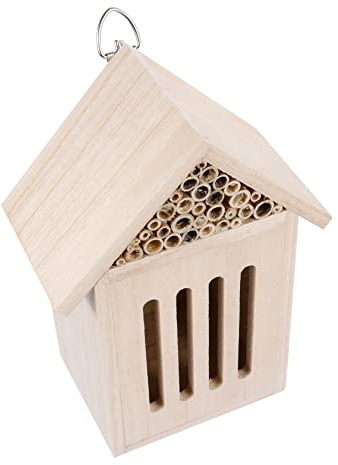VICASKY Bienenh Insektenhotel zum Aufhängen für Marienkäfer Bienen Schmetterlinge Naturholz Garten Dekoration mit Stabiler Aufhängevorrichtung Schutz für Bestäubende Insekten