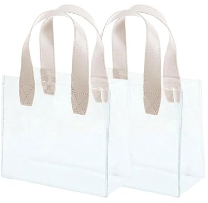 Transparente Verpackungsbeutel mit Griff, wasserabweisend, PVC-Beutel, 22,9 x 24,9 x 14,9 cm, für Weihnachten, Hochzeit, Festival, Feier, wasserabweisend, PVC, wiederverwendbare Geschenkbeutel, 2