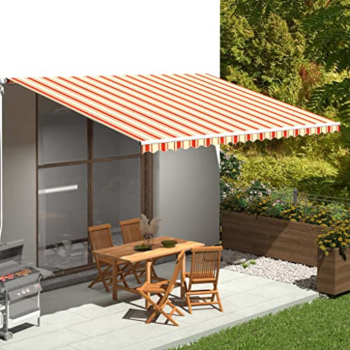 Tessuto Ricambio Tenda da Sole, Poliestere, Giallo e Arancione, 480x345 cm
