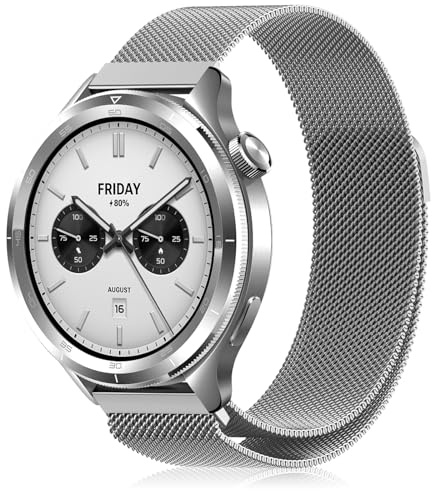 YealRed 22 mm metallarmband kompatibelt med Xiaomi Watch S4/S4 Sport/S3/S2/S1, bekvämt ventilerande nätarmband med magnetspänne för Xiaomi Redmi Watch 5 Active/5 Lite/3 Active (silver)