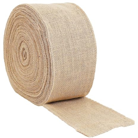 LIFKOME Natürliche Juteband Rolle Breit mit Umsäumten Kanten Vielseitiges Sackleinen Band für DIY Basteln Hochzeitsdeko Party und Wohnaccessoires Wetterfest Rustikaler Charme