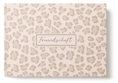 Freundealbum für Erwachsene A5, Hardcover mit Leo-Design, 26 Freundeseiten, Beige
