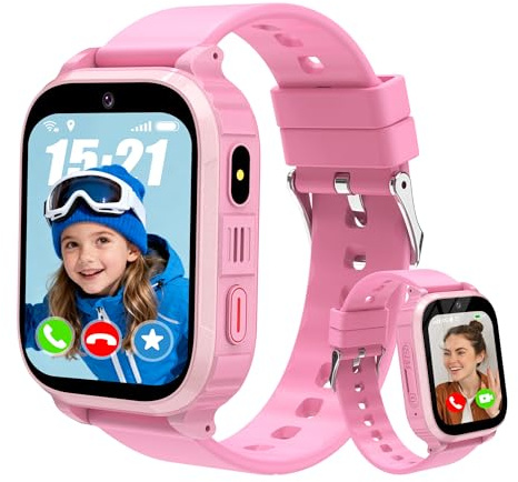 YEDASAH 4G Montre Connectée Enfants, Appels Vidéo, Localisation GPS, IP68 Étanche Montre Telephone Enfant avec SOS, Musique, Mode École, Podomètre, Jeux, Réveil, Prendre des Photos, 4 à 12 Ans Cadeau