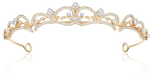 Gold Strass Tiara, Kristall Diadem Hochzeit Krone Stirnband Prinzessin Elegante Krone Braut Hochzeit Stirnbänder Abschlussball Geburtstagsfeier Haarschmuck Schmuck Geschenke für Frauen