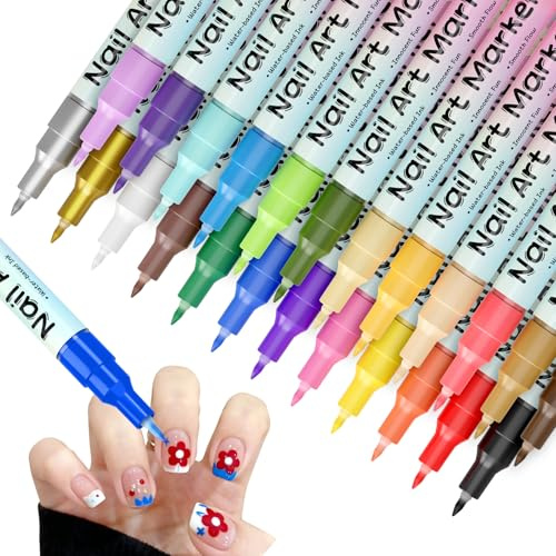 Alitastro 24 Colors Nail Art Pens Quick-drying 0.7mm 3D Nail Polish Pens | Waterproof Nail Pens for Nail Art French Manicure Pen Extra Fine Tip Nail Art Drawing Pen for Painting Dots Liner. Home DIY