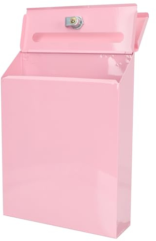 Lurrose Cassetta Postale da Parete Serratura, Comoda Cassetta di Sicurezza Multifunzione per Lettere e Suggerimenti, Accessorio Posta Resistente per Uso Domestico e Ufficio Rosa