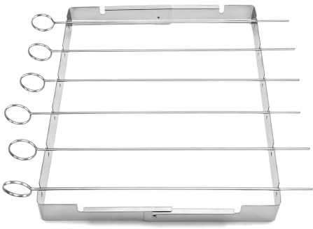 Stainless Steel Skewers with Foldable Rack 6-Pack Metal Kebab Sticks & BBQ Skewers Stand for Oven Grill Chicken Skewers and Outdoor Cooking