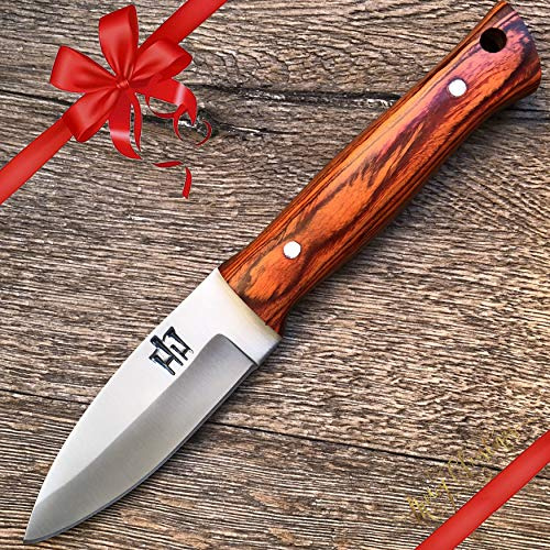 Hobby Hut HH-320, Jagdmesser mit Scheide, feststehende Klinge, Extra Scharf, für Camping und Jagd