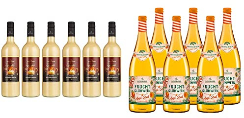 Katlenburger Sahne Eierpunsch, süßer Punsch aus Fruchtwein mit Sahne und Wintergewürzen 6 x 0,75l & Apfel-Zimt Fruchtglühwein Fruchtiger Glühwein aus Fruchtwein, 6x 1L und 8,5% vol.