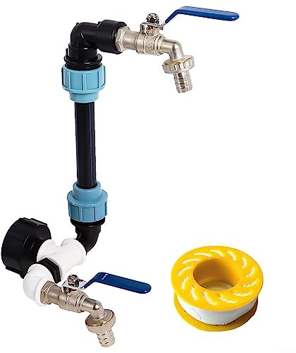 IBC - Rubinetto a collo d'oca in ottone da 3/4, adattatore IBC S60 x 6, set di connessione IBC, accessori per barile di pioggia per irrigazione da giardino