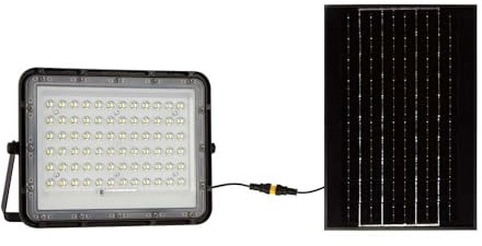 V-TAC Faro LED da Esterno con Pannello Solare 15W - Autonomia 12 Ore - Chip Samsung - IP65-1200 Lumen - Proiettore LED con Telecomando e Batteria per Casa, Giardino, Garage - Luce Fredda