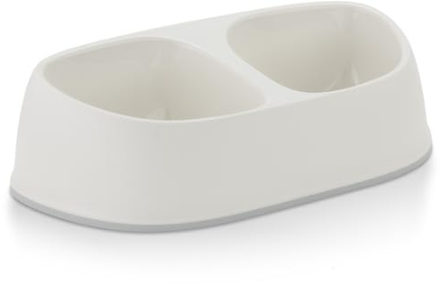 Knuffelwuff Fressnapf Doppelt Medium Weiß 2x700ml - Hundenapf mit rutschfestem Silikon - Trinknapf und Futternapf für Grosse, mittelgroße und kleine Hunde