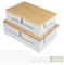 DBREAKS Caja de gestión de cables, 2 cajas de cables de madera, caja organizadora de cables con tapa de bambú magnética y bridas, caja de cables para montaje en la pared, caja de cables para