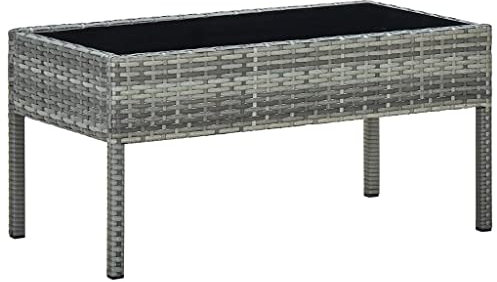 AUVYI Mesa de jardín gris de 75 x 40 x 37 cm, polirratán, mesa auxiliar pequeña, mesa de camping, mesa de buffet, mesa de cocina, mesa multifunción, mesa de cerveza, mesa de cenar, mesa de póquer