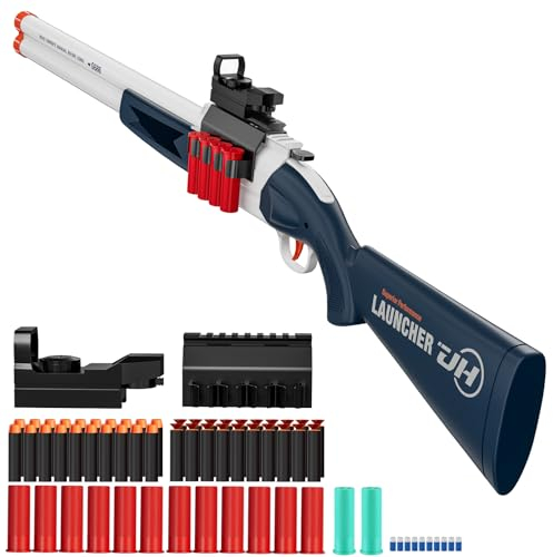 RuiDaXiang Spielzeugpistole,Doppelläufige Schrotflinte,Eva Schaumstoff Blasters & Leere Hülse für drinnen und draußen (Blau)