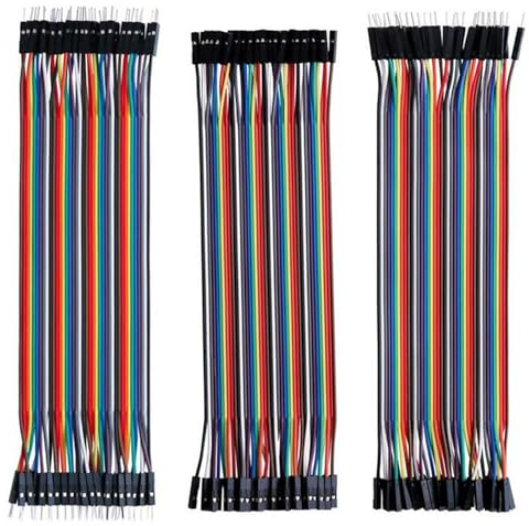 120 pcs Multicolored Dupont Wire Dupont Breadboard Ribbon Cables 40pin Male to Male,Jumper Wires,40pin Female to Female,40 pin Male to Male Cables Kit,Compatible for Arduino（20cm)