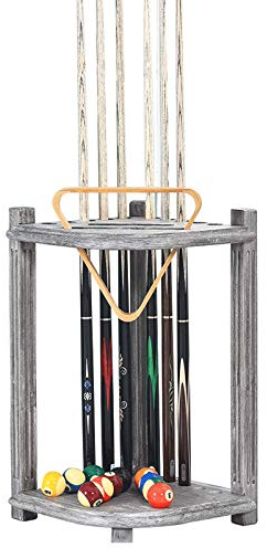 Agashi Pool Queue Rack Massivholz Billard Stick Stand Pool Queue Stick Halter Hält 10 Queues Ecken Queue Rack Für Pool Bars Clubs/Gray/70 * 39 * 39Cm
