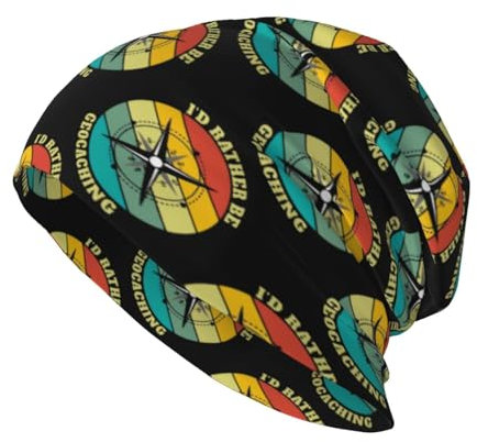 Chapeau d'hiver Tricoté Je Préférerais Faire du Géocaching Bonnet Chapeau Extensible, Coupe-Vent Tricoter Chapeau Knit Beanie pour Femme Ski Cyclisme