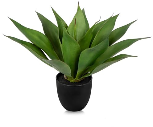 34cm Künstliche Aloe Vera Pflanze Künstlicher Topf, Kunst-Aloe in versilbertem Blumentopf, Kunstpflanzen Kunststoff Pflanzendeko für für Wohnzimmer Balkon Schlafzimmer Badezimmer Zimmer Tischdeko