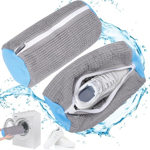 WUFANC Lot de 2 Sac Lavage Chaussures Machine à Laver, Réutilisable Sac de Lavage pour Chaussures Nettoyage à 360°, Laundry Shoe Bag pour Machine à Laver, Protection pour Chaussures et Vêtements