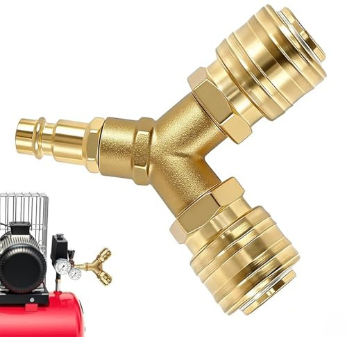 Oiieco Ripartitore Aria Compressa 2 Vie, Raccordo Pneumatico in Ottone NW 7.2 1/4 AG, Connettore Rapido Tubo Aria, Giunto Pneumatico