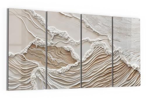 DEQORI Glasbilder Echtglas | Motiv Sandwellenzauber | horizontal 4-teilig 4x30x60 cm | große XXL Deko | Wandbilder für Wohnzimmer, Schlafzimmer, Flur & Küche | moderne Wanddeko