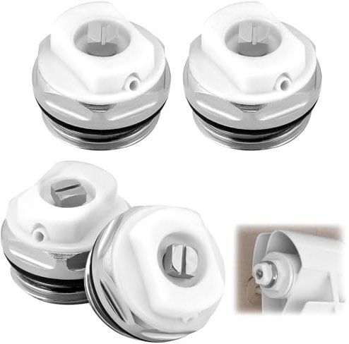 QWORK® 4Pcs Radiator Air Vent Bleed Valves Plug, 1/2 Radiator Bleed Screw