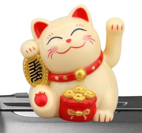 Chat Porte-Bonheur à énergie Solaire, Chat Chinois Vif Charmant, Bras oscillant Fengshui, Statue de Chat Porte-Bonheur Maneki Neko