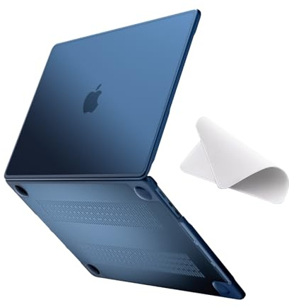 eleger bruchsicher Hülle kompatibel mit M5/M4/M3/M2 MacBook Air 13 Zoll A3449 A3240 A3113 A2681, Ausgabe 2026 2025 2024 2022, Blaue TPU Stoßstange & Harte PC Case, Matt Mitternacht