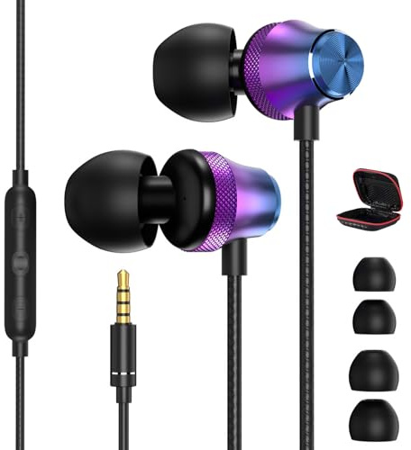 AIAUXAI Wired Earbuds with Microphone for Laptop PC | HiFi Stereo Noise Canceling Corded Earphones 3.5mm Plug for Samsung A25 A15 A14 A12/iPad/Chromebook/Android School