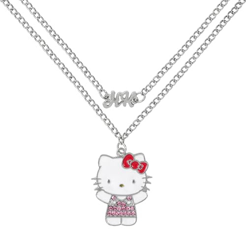 KIDS EUROSWAN Hello Kitty - Juego de collar con colgante de dibujos animados chapado en plata para niñas