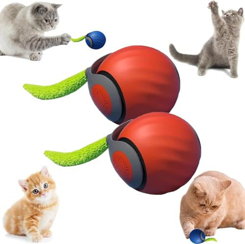 Hardware Tribe Interaktiv kattbollsleksak, interaktiv hundboll, automatisk rullboll, rolig spårare, uppladdningsbar (blå + orange)