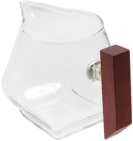 MAGICLULU Jarra De Leche Con Asa De Madera Salsera De Cristal Taza Para Salsa Recipiente Para Salsa