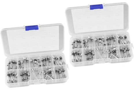 DOITOOL 2 Sätze Glasröhre 0 5a-20a Sortimentssatz 5x20mm 6x30mm Glassicherungskasten Schaltung 60 Stück * 2