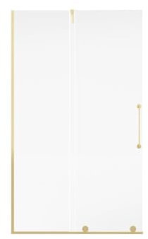 Vente-unique-Mampara de ducha tipo italiano con puerta corredera de metal estilo industrial - Dorado - 120 x 200 cm - YOREM