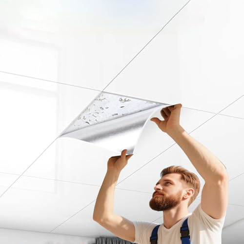 Deckenplatten Selbstklebend Selbstklebende Styropor-Deckenleiste, 5, 10, 20, 30, 40, 50 Stück, Dekor, Abgehängte Deckenplatten, Deckenabdeckungen, Risse und Flecken für Das Home Office(F,50pcs)