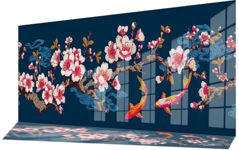 Diamond Painting Pesce Diamond Painting Kit Completo Fiore Di Prugna Quadri con Perline Fai Da Te Pittura a Diamante Crystal Art Strass Ricamo a Punto Croce per Decorazioni Casa Parete 60x150 cm C-694