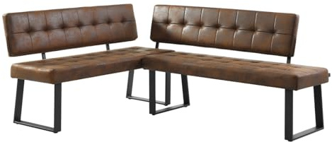 B&D home® Eckbank AKA – Esszimmerbank mit Lehne, beidseitig montierbar (Links/rechts), Kaltschaum-Polsterung, platzsparend, für Esszimmer, Küche & Flur, ca. 196 x 140 cm