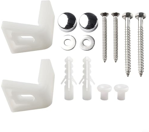 Zilimontt Kit di fissaggio a pavimento angolato in acciaio inox per installazione WC WC WC o bidet completo di viti, dadi e coperchi, compatibile con lavabi a piedistallo,