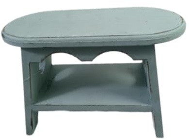 LOVIVER Taburete de Madera para Plantas, Taburete Ovalado rústico para Flores, Estante para macetas para Interior y Exterior, Mesa de Escritorio de Oficina, Azul